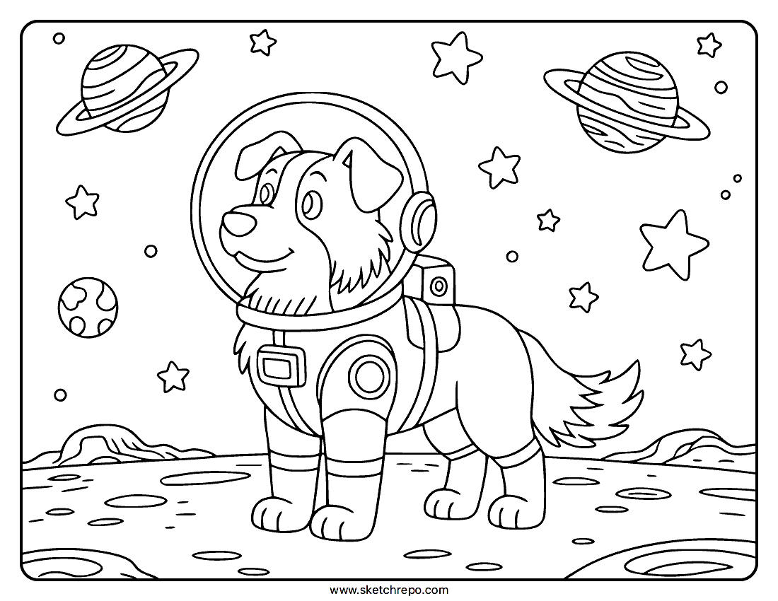 Space Dog Coloring Page