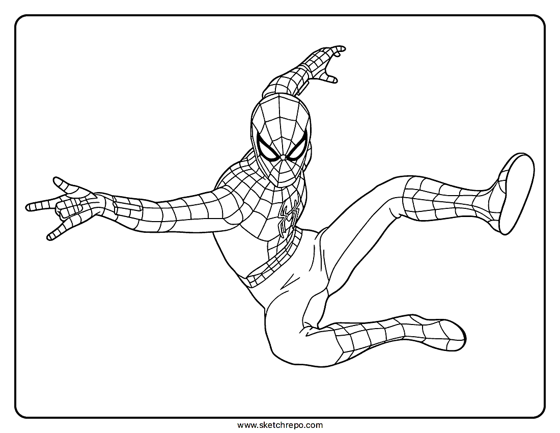 Spider Man Pose Coloring Page | Brand New Day