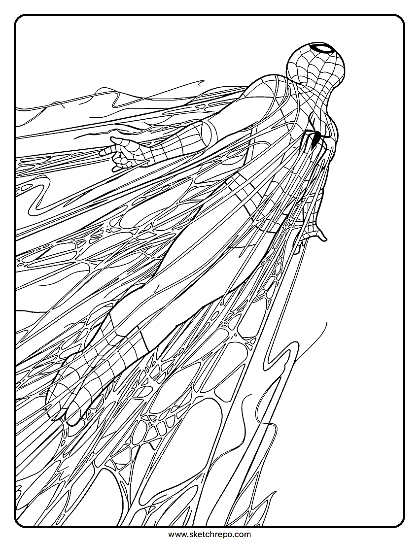 Spider Man Spider Webs Coloring Page