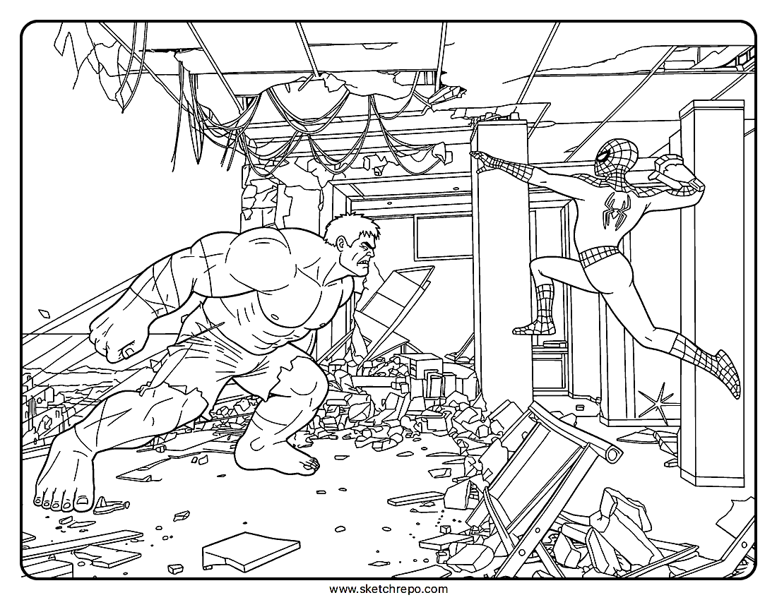 Spider Man Vs Hulk Coloring Page | Brand New Day