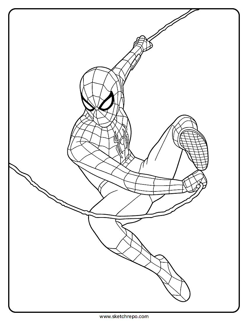 Spider Man Web Slinging Coloring Page