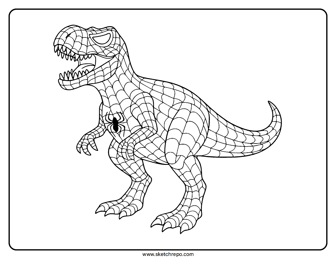 Spiderman Dinosaur Coloring Page