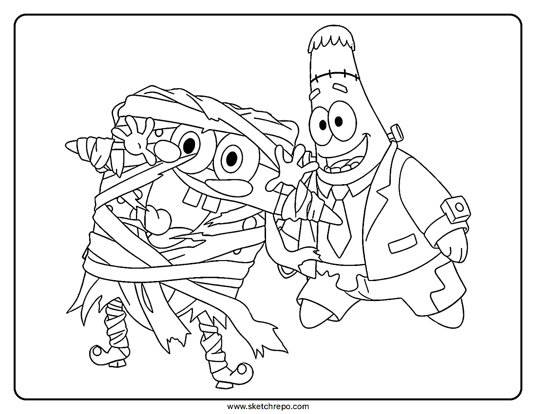 Spongebob Halloween Coloring Page