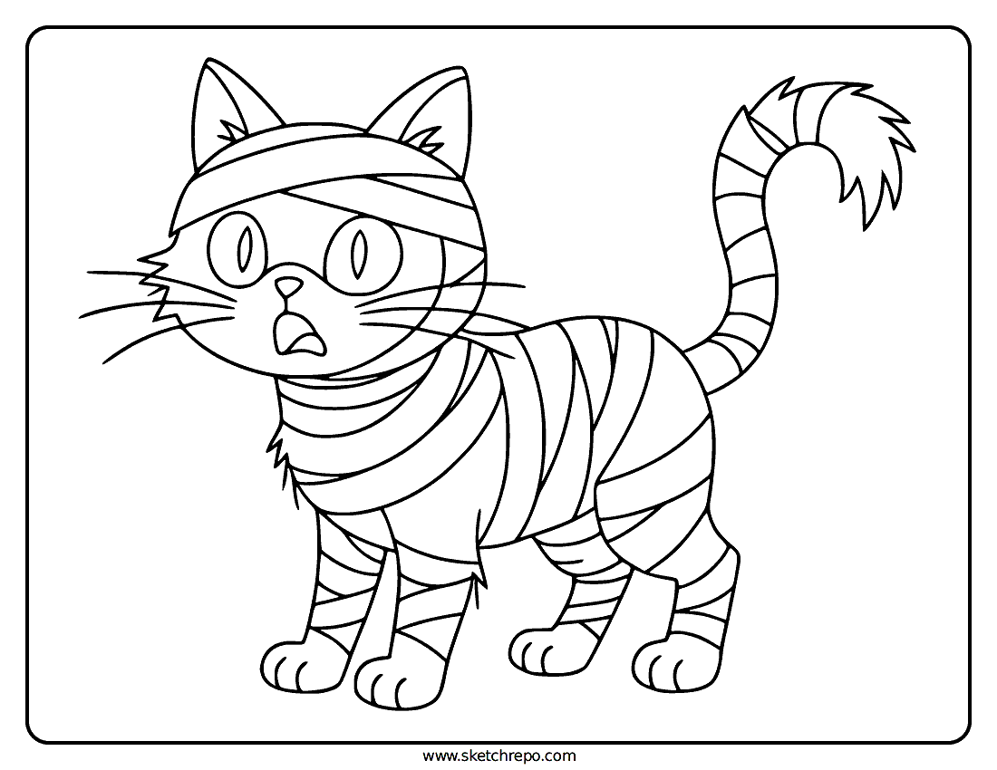 Spooky Cat Coloring Page