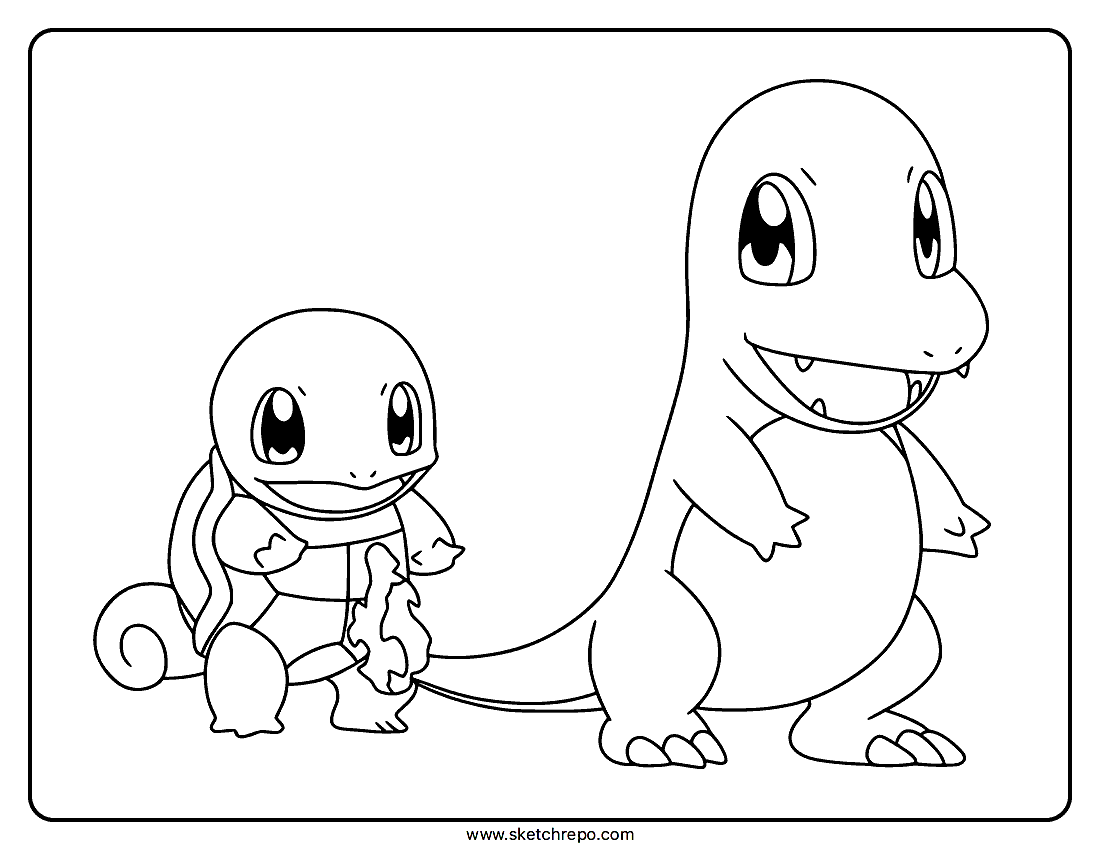Squirtle And Charmander Coloring Page
