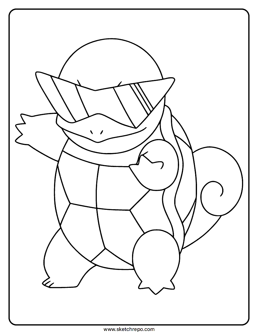 Squirtle Glasses Coloring Page - Sketch Repo