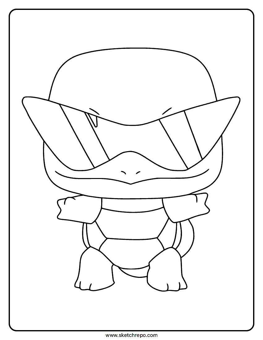 Squirtle Glasses Funko Pop Coloring Page
