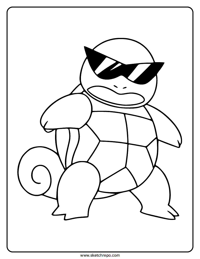Squirtle With Glasses Coloring Page - Sketch Repo