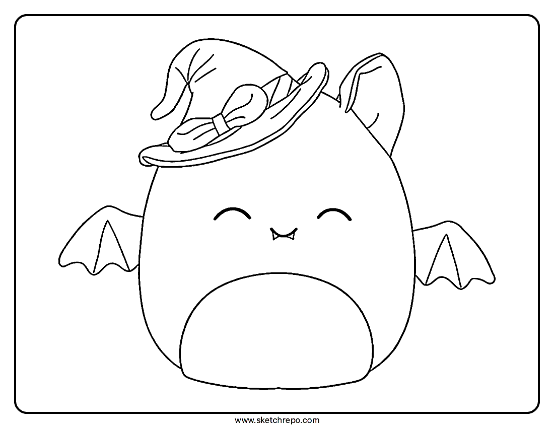 Squishmallow Halloween Bat Coloring Page PDF