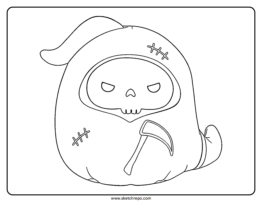 Halloween Grim Reaper Squishmallow Coloring Page
