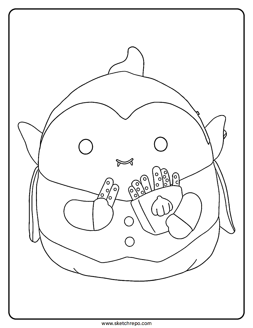 Halloween Vampire Squishmallow Coloring Sheet