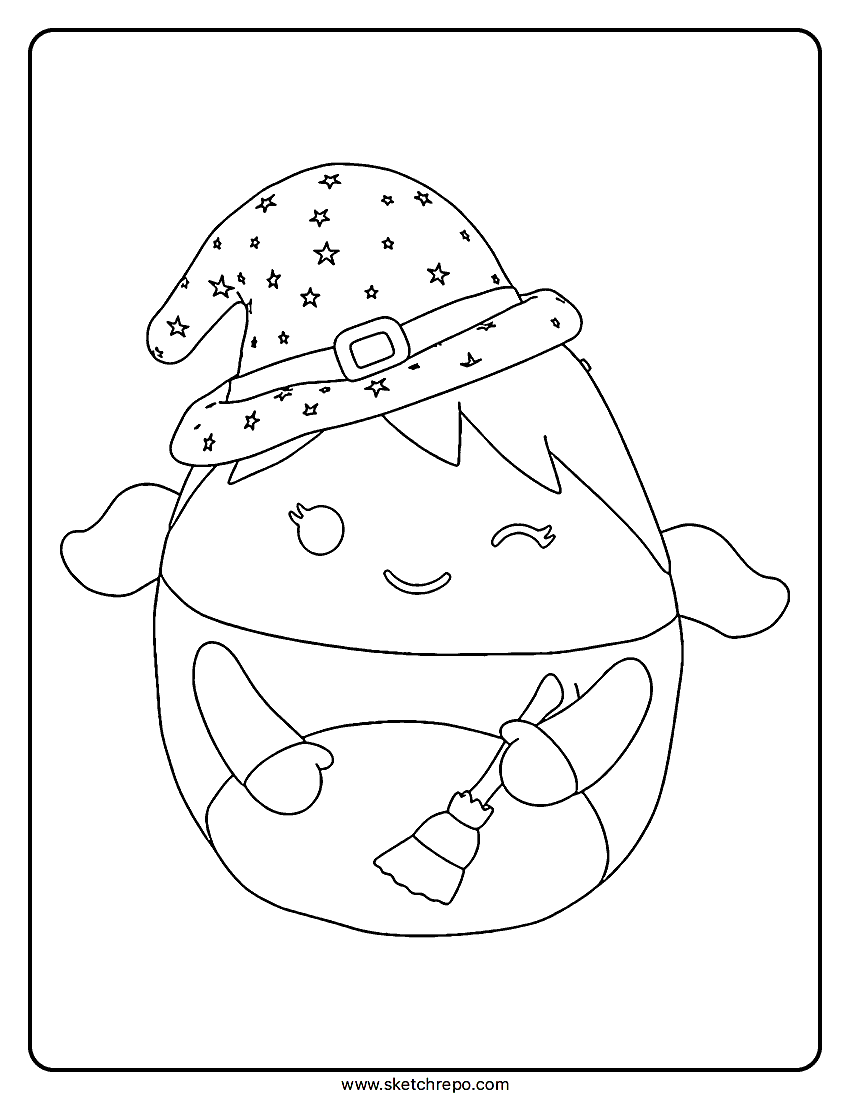 Printable Squishmallow Halloween Witch Coloring Page