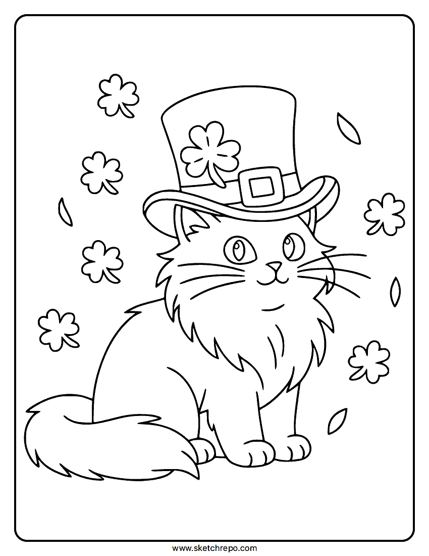St Patrick S Day Cat Coloring Page