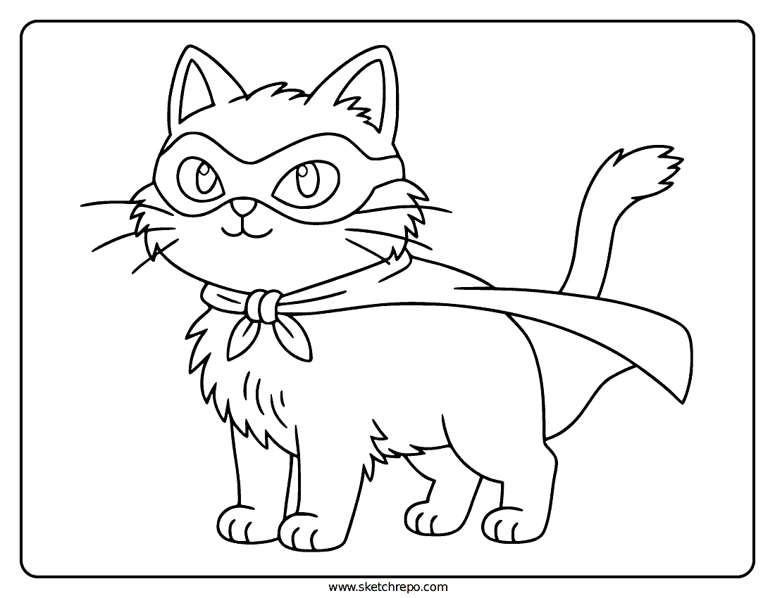 Super Cat Coloring Page