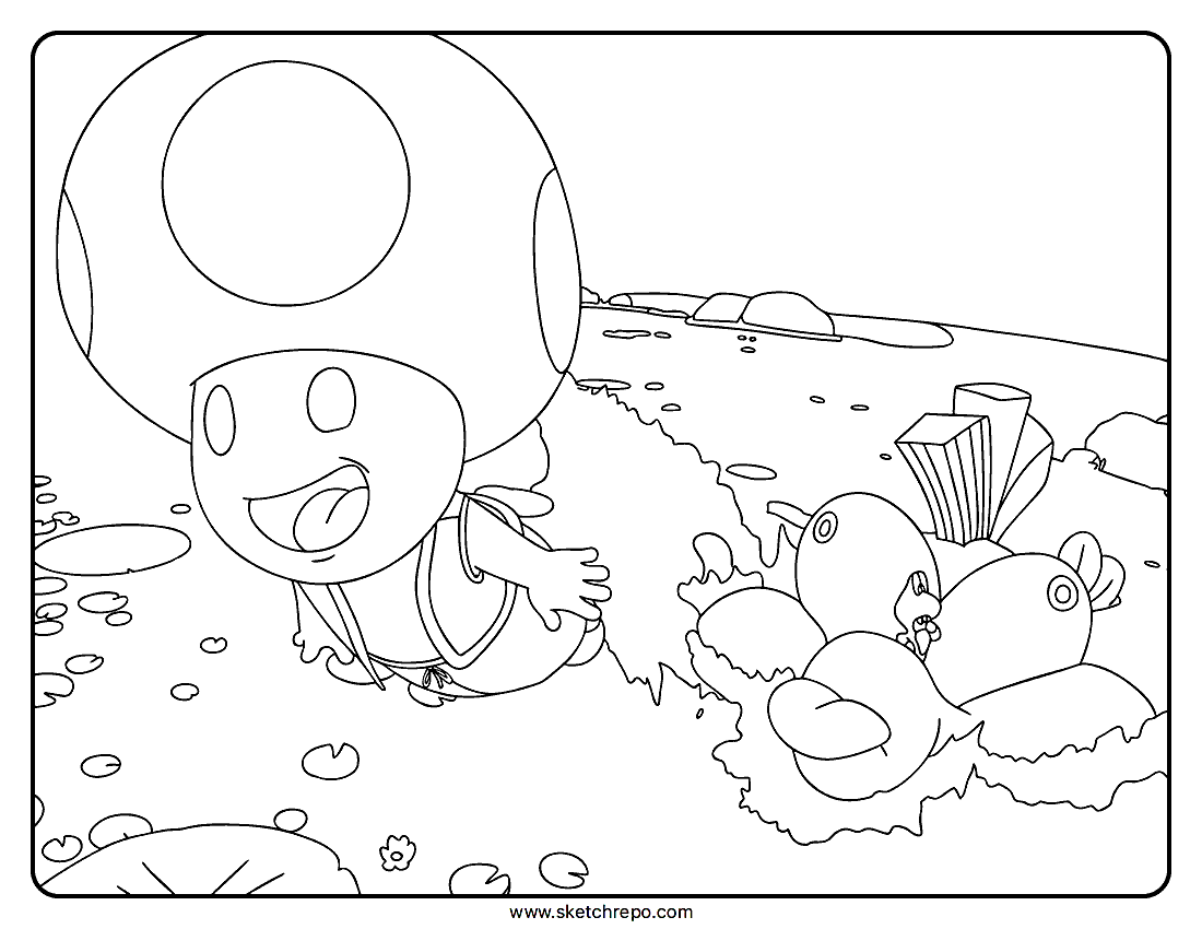 Super Mario Galaxy Movie: Toad Jumping Coloring Page