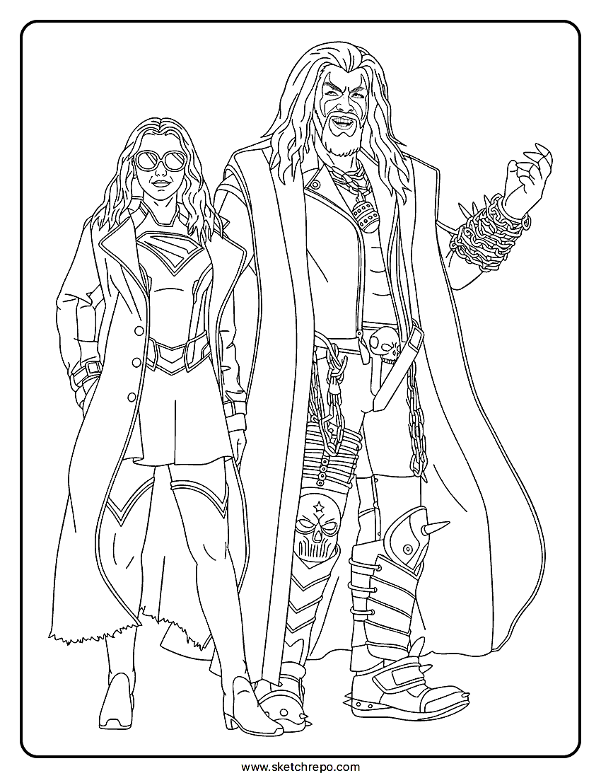 Supergirl And Lobo Coloring Page