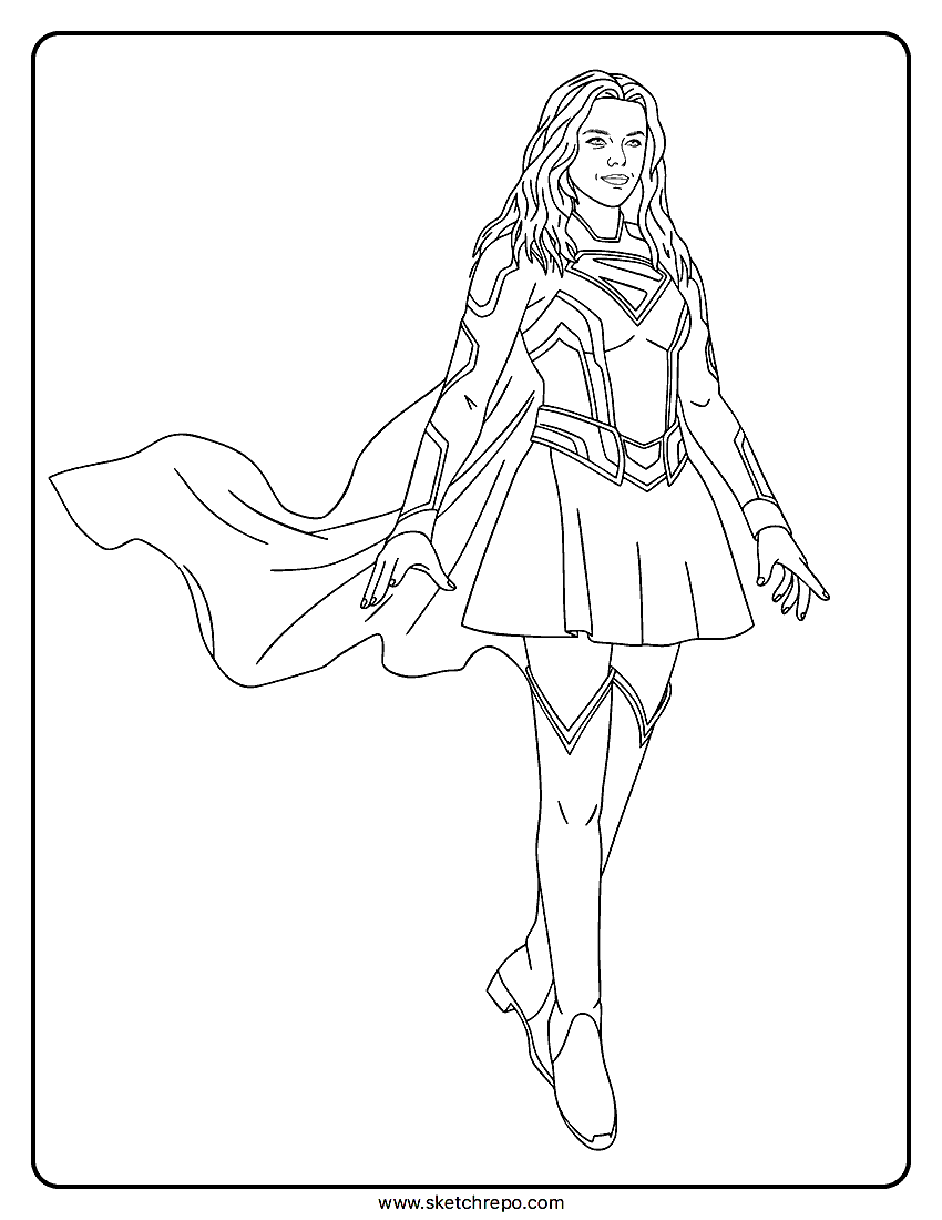 Supergirl Flying Coloring Page
