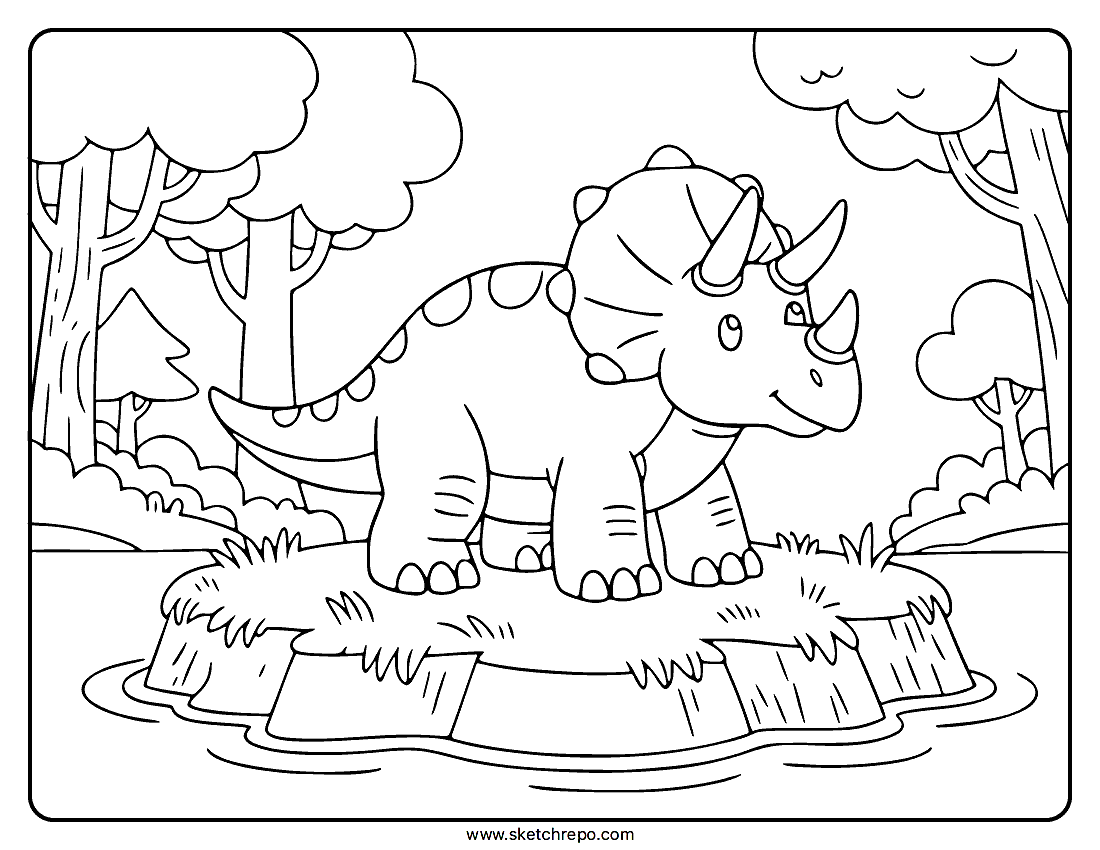 Triceratops Dinosaur Coloring Page
