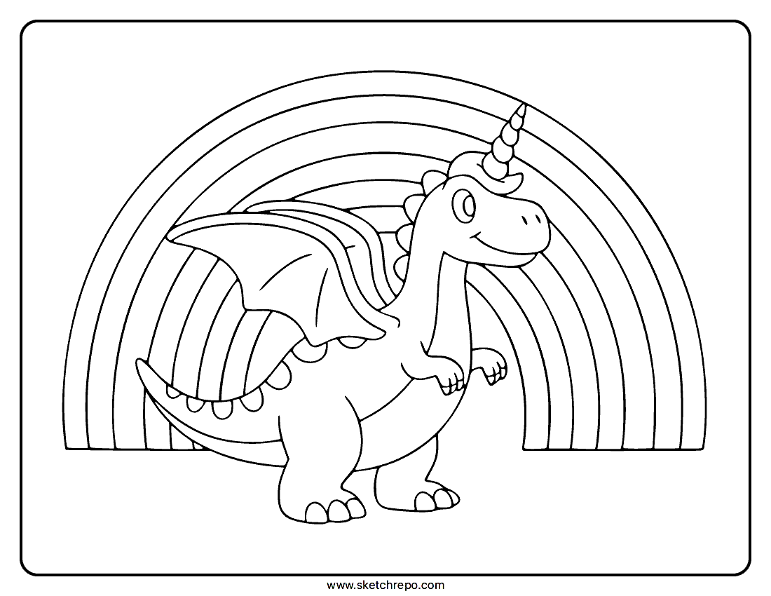 Unicorn Dinosaur Coloring Page