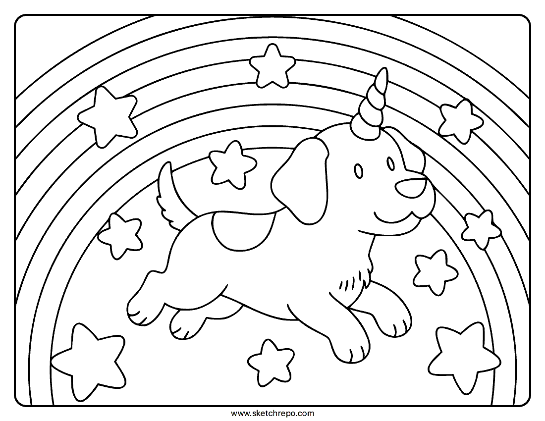 Unicorn Dog Coloring Page