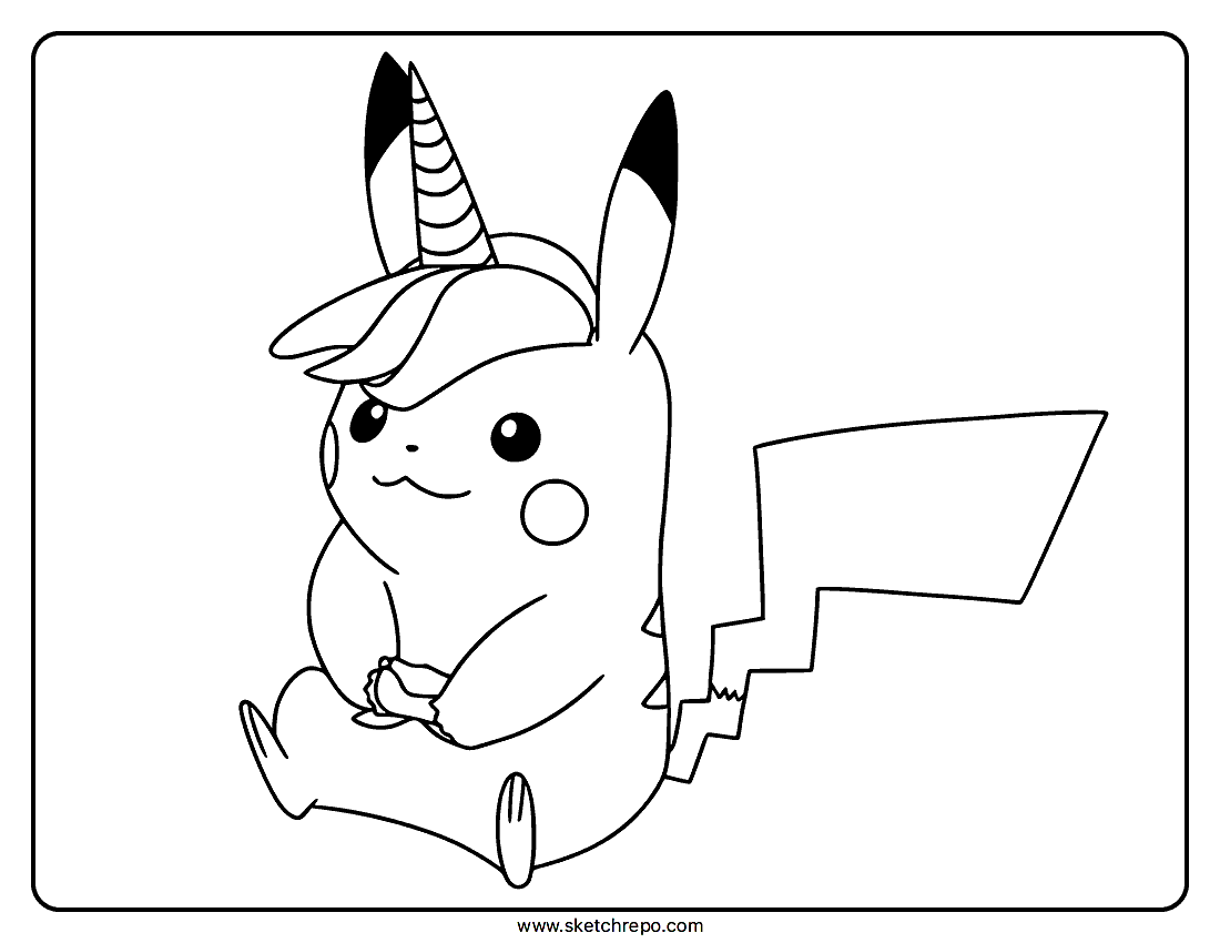 Unicorn Pikachu Coloring Page
