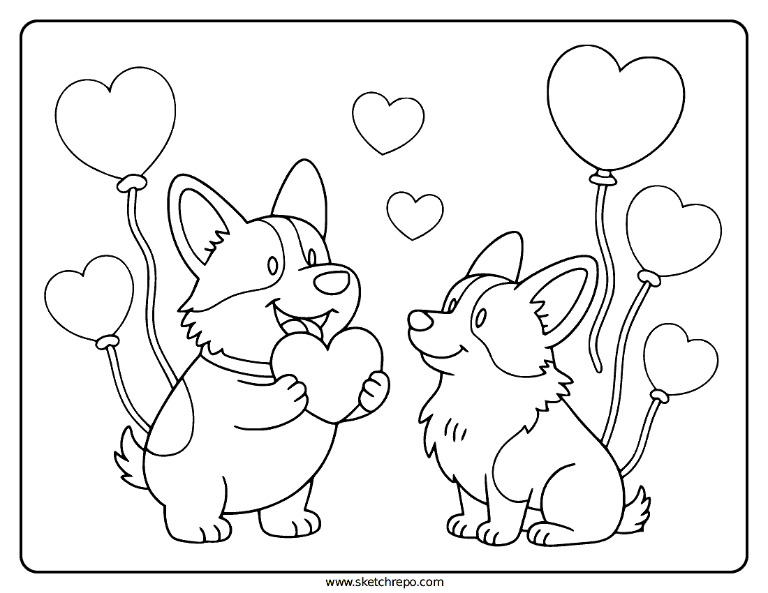 Valentine S Day Dog Coloring Page