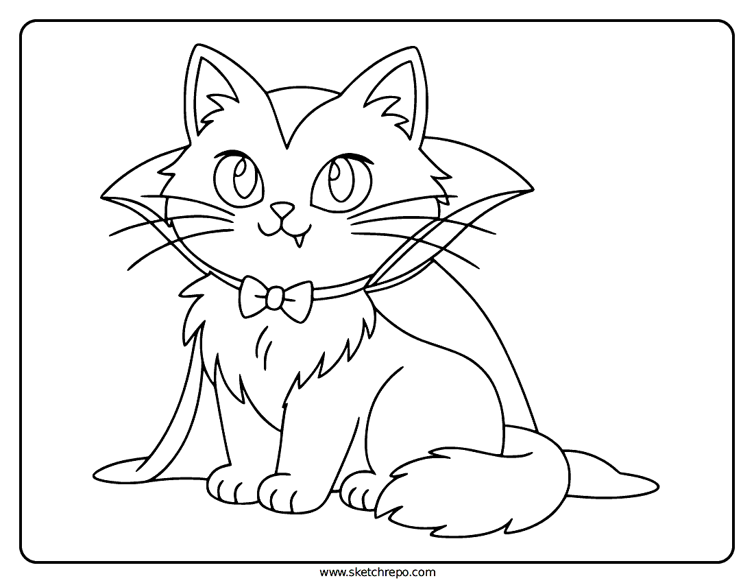 Vampire Cat Coloring Page