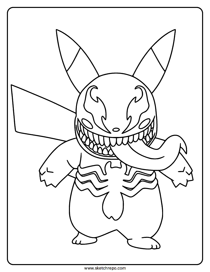 Venom Pikachu Coloring Page