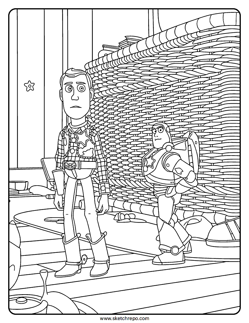 Woody and Buzz Coloring Page