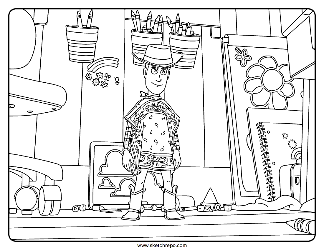 Toy Story 5 Woody Coloring Sheet