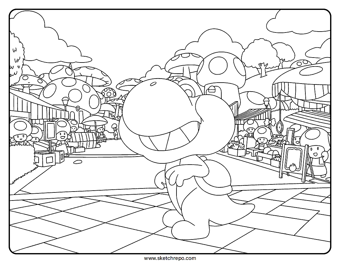 Full Mouth Yoshi Coloring Page